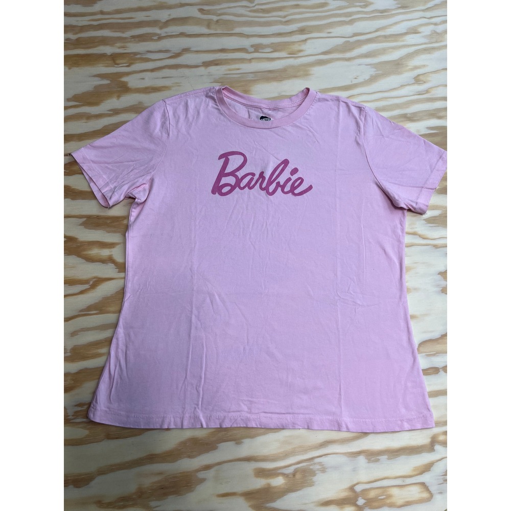 Mattel Barbie Pink Graphic T-Shirt Short Sleeve Crew Neck Script Logo 2019 Large
